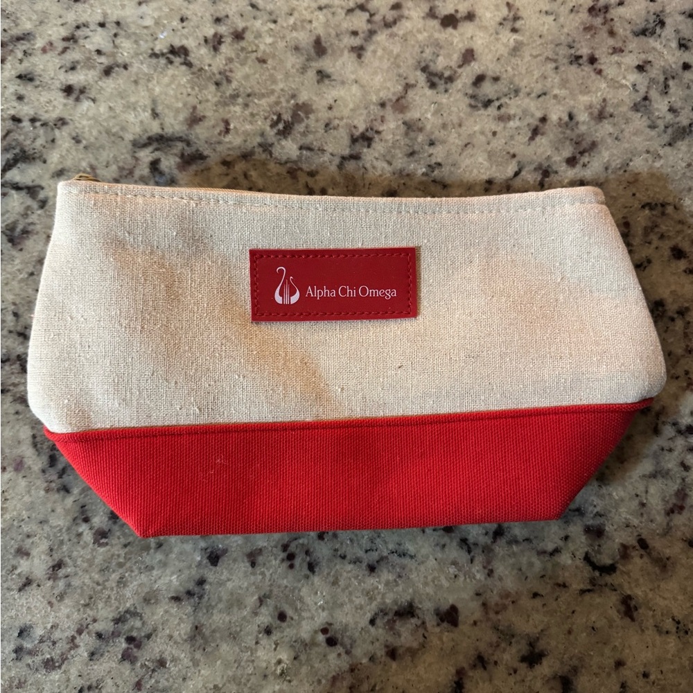 Red and Cream Cosmetic Bag